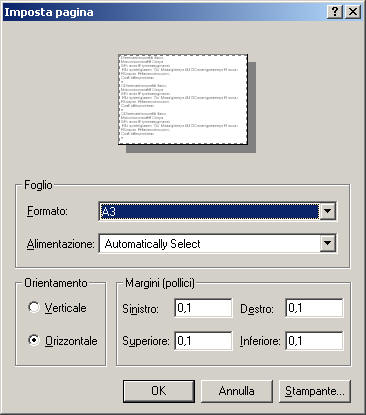 QW00 Archiviazione Organigramma, Impostazione Pagina della Stampa