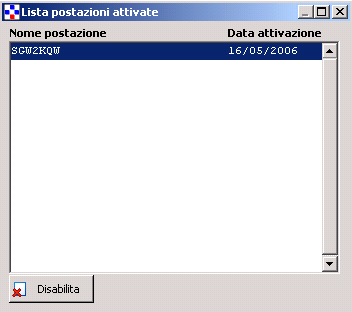 QW00 Lista Postazioni Abilitate